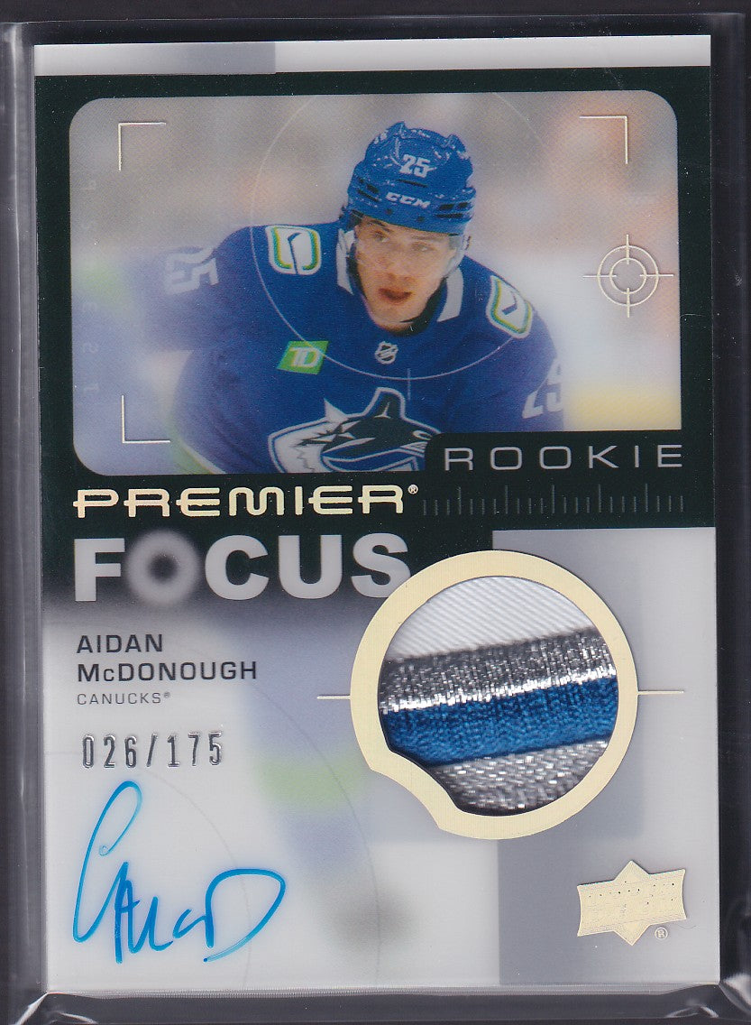 AIDAN MCDONOUGH - 2023 Upper Deck Premier Focus Auto Patch Rookie #PFR-AM, /175