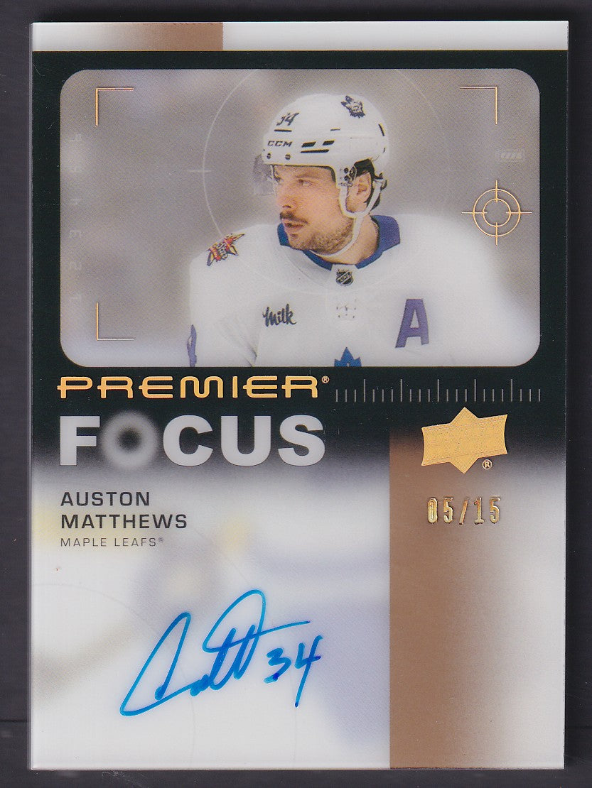 AUSTON MATTHEWS - 2023 Upper Deck Premier Focus Auto #PFA-AM, /15