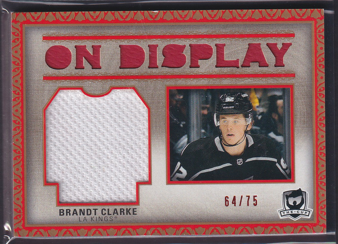 BRANDT CLARKE - 2022 The Cup On Display Jersey Patch Rookie #OD-BC, /75