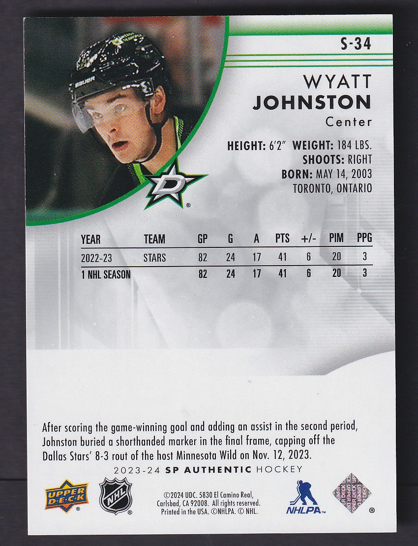 WYATT JOHNSTON - 2023 SP Authentic Spectrum FX #S-34, 1/1