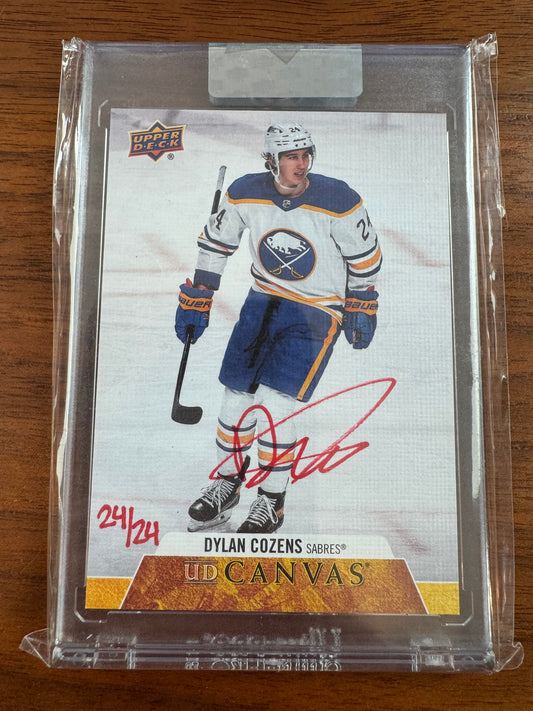 DYLAN COZENS - 2020 Upper Deck Clear Cut Canvas Auto #CS-DC, 24/24 JERSEY #