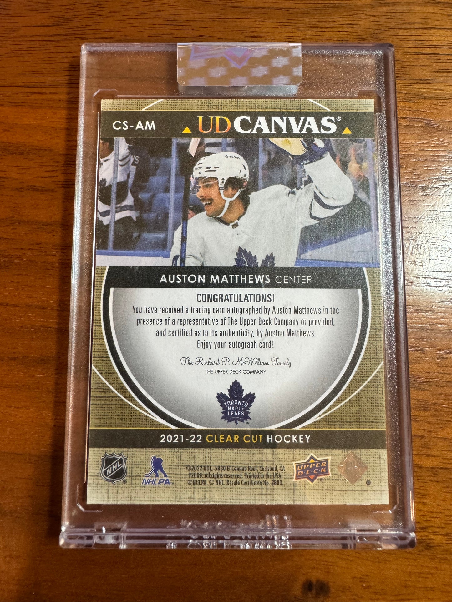 AUSTON MATTHEWS - 2021 UD Clear Cut UD Canvas Auto #CS-AM, /34