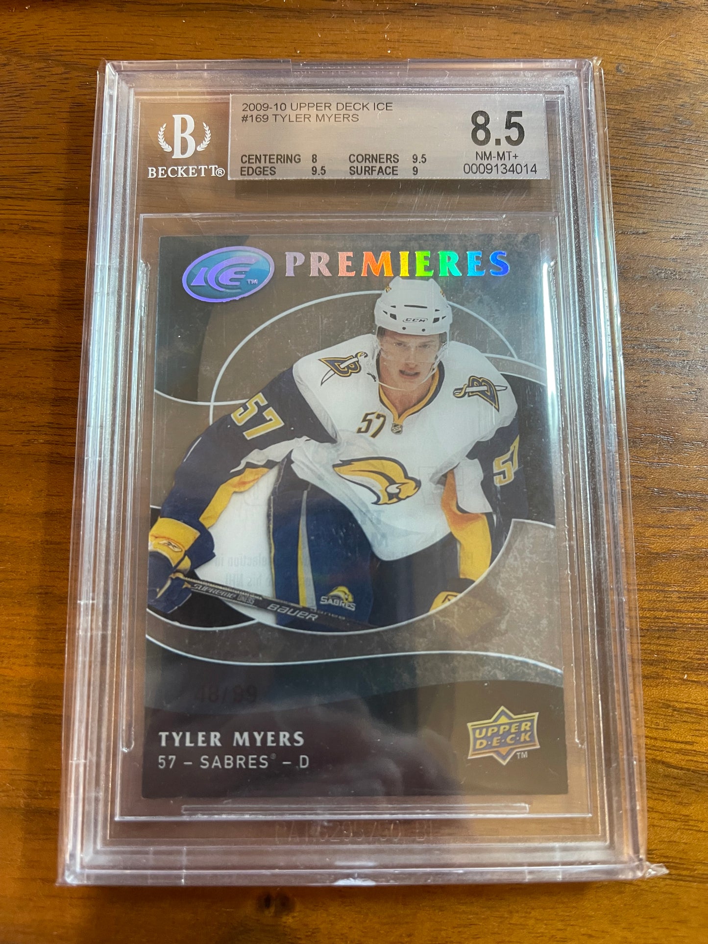 TYLER MYERS - 2009 Upper Deck Ice Premieres #169, /99, BGS 8.5