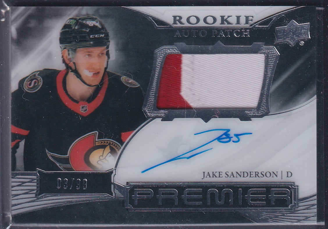 JAKE SANDERSON - 2022 Upper Deck Premier Rookie Auto Patch #AHR-SA, /99