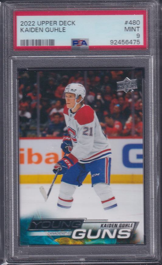 KAIDEN GUHLE - 2022 Upper Deck Young Guns #480, PSA 9