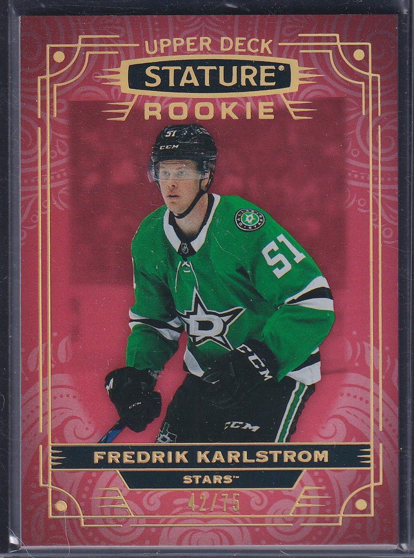 FREDRIK KARLSTROM - 2022 Upper Deck Stature Rookie #123, /75
