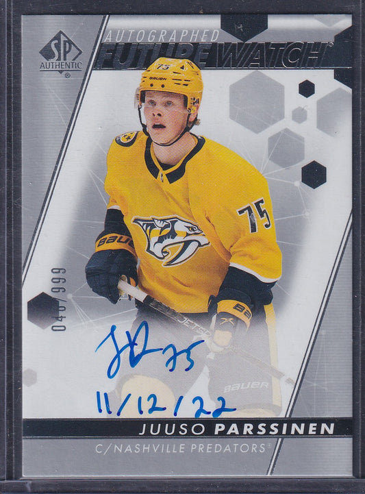 JUUSO PARSSINEN - 2022 SP Authentic Future Watch Auto INSCRIBED #172, /50