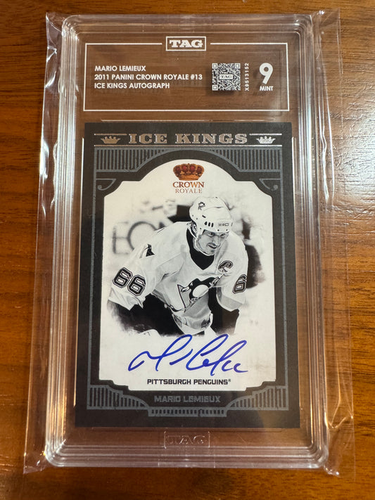 MARIO LEMIEUX - 2011 Panini Crown Royale Ice Kings Auto #13, /25, TAG 9