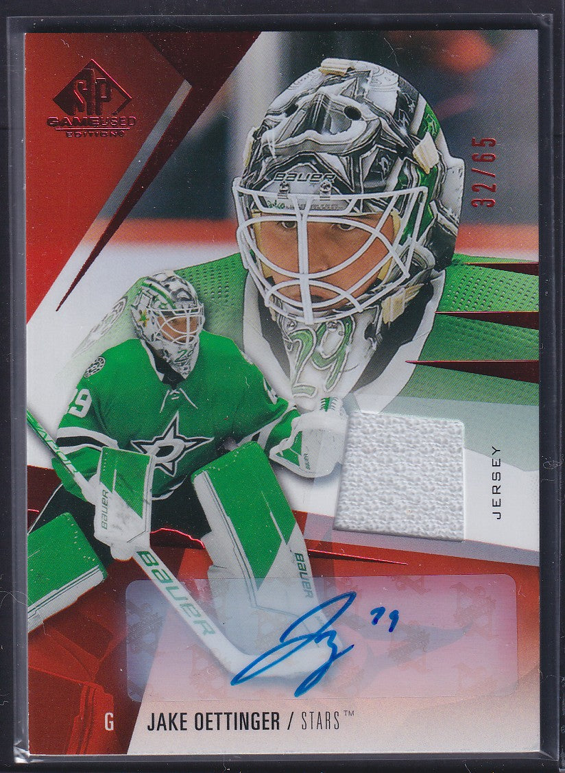 JAKE OETTINGER - 2023 Upper Deck SP Game Used Auto Patch #62, /65