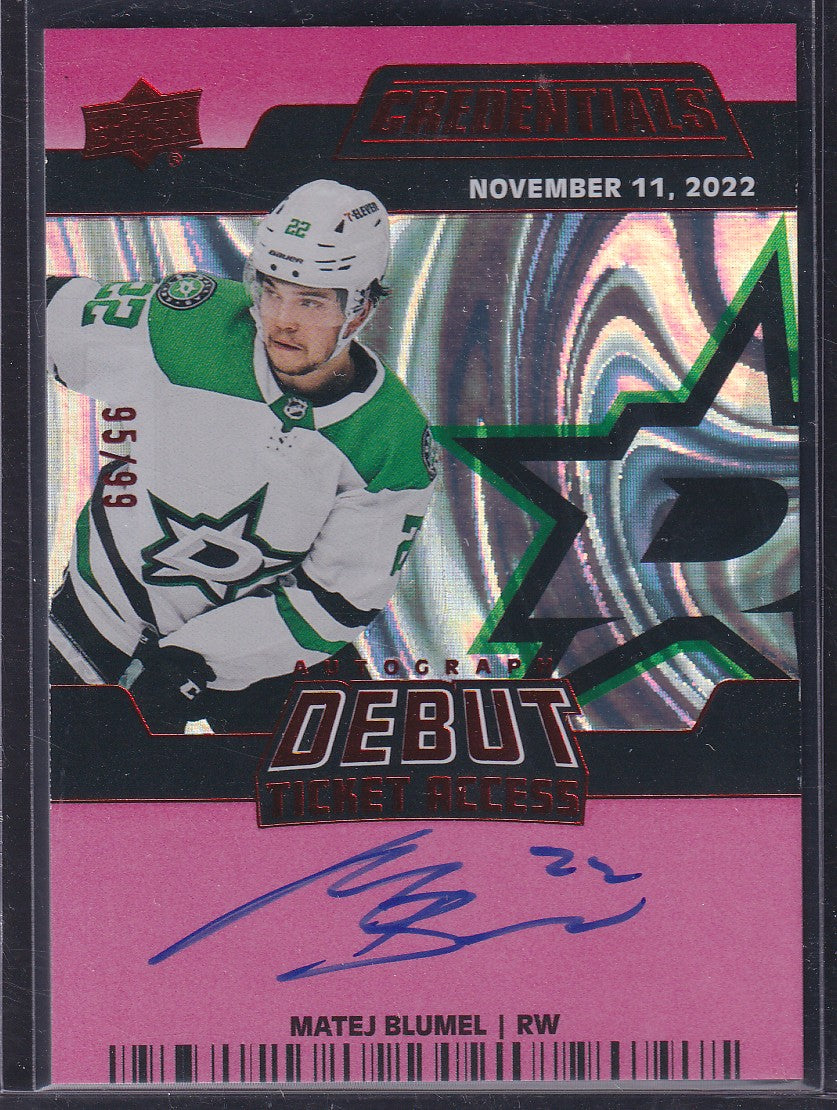 MATEJ BLUMEL - 2022 Upper Deck Credentials Debut Ticket Access Auto #DTAA-MA /99