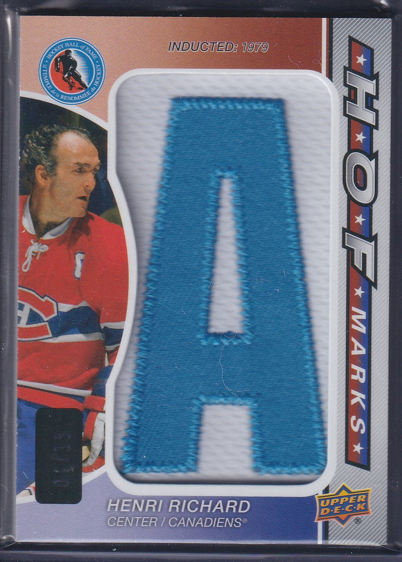 HENRI RICHARD - 2024 SP Game Used HOF Marks A #HOFM-HR, /35