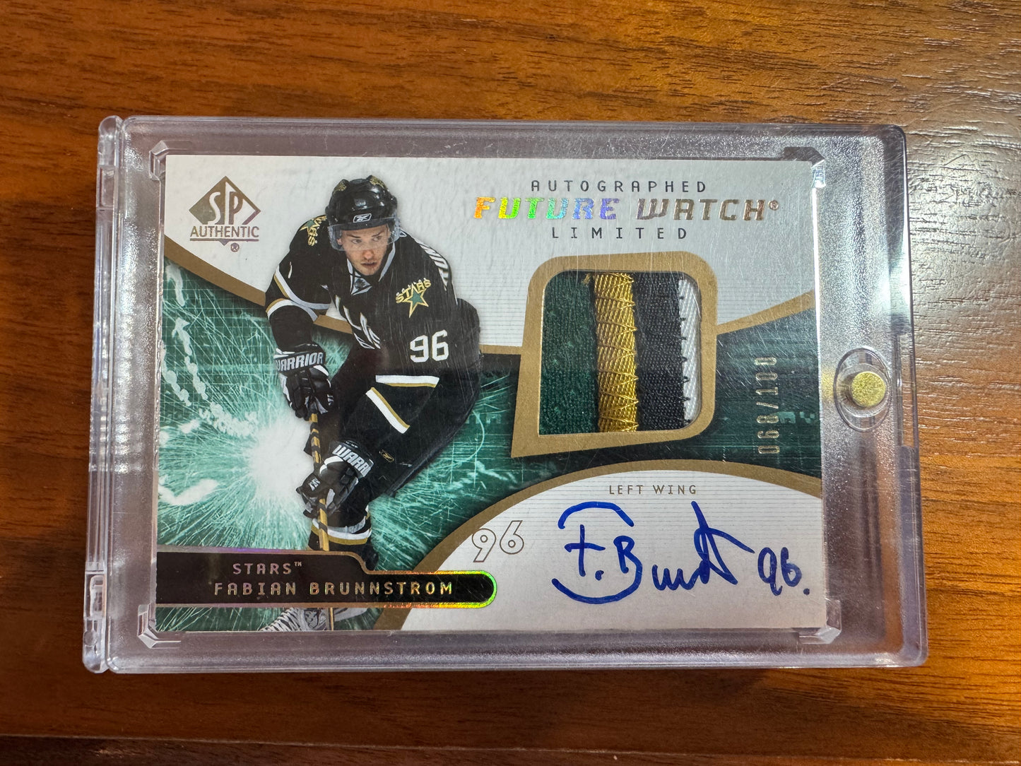 FABIAN BRUNNSTROM - 2008 SP Authentic Future Watch Auto Patch #249, /100