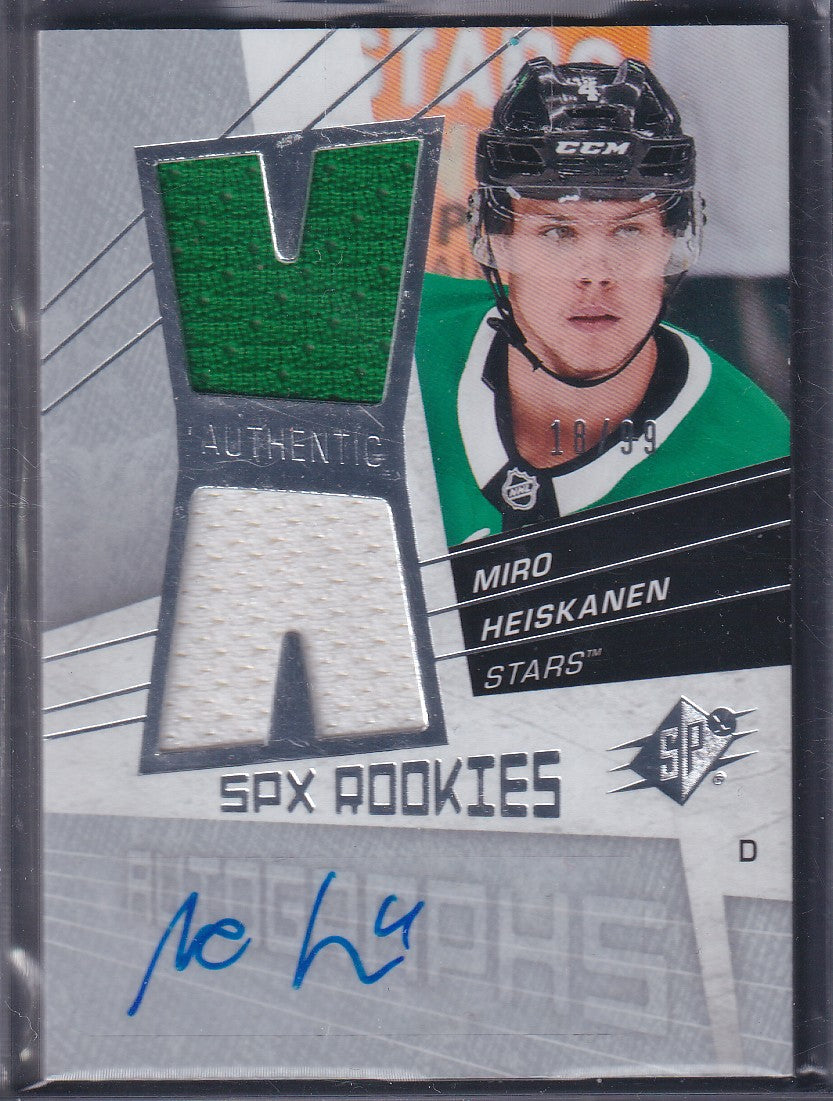 MIRO HEISKANEN - 2018 Upper Deck SPX Rookies Auto Patch #08A-MH, /99