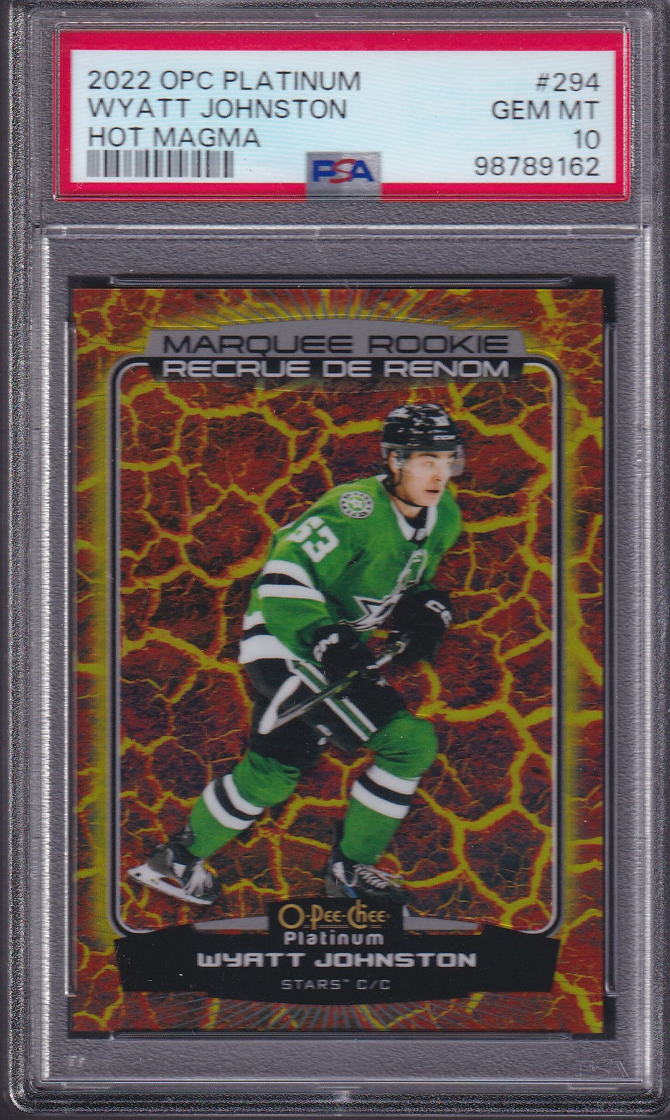 WYATT JOHNSTON - 2022 O-Pee-Chee Marquee Rookie HOT MAGMA #294, /499 PSA 10