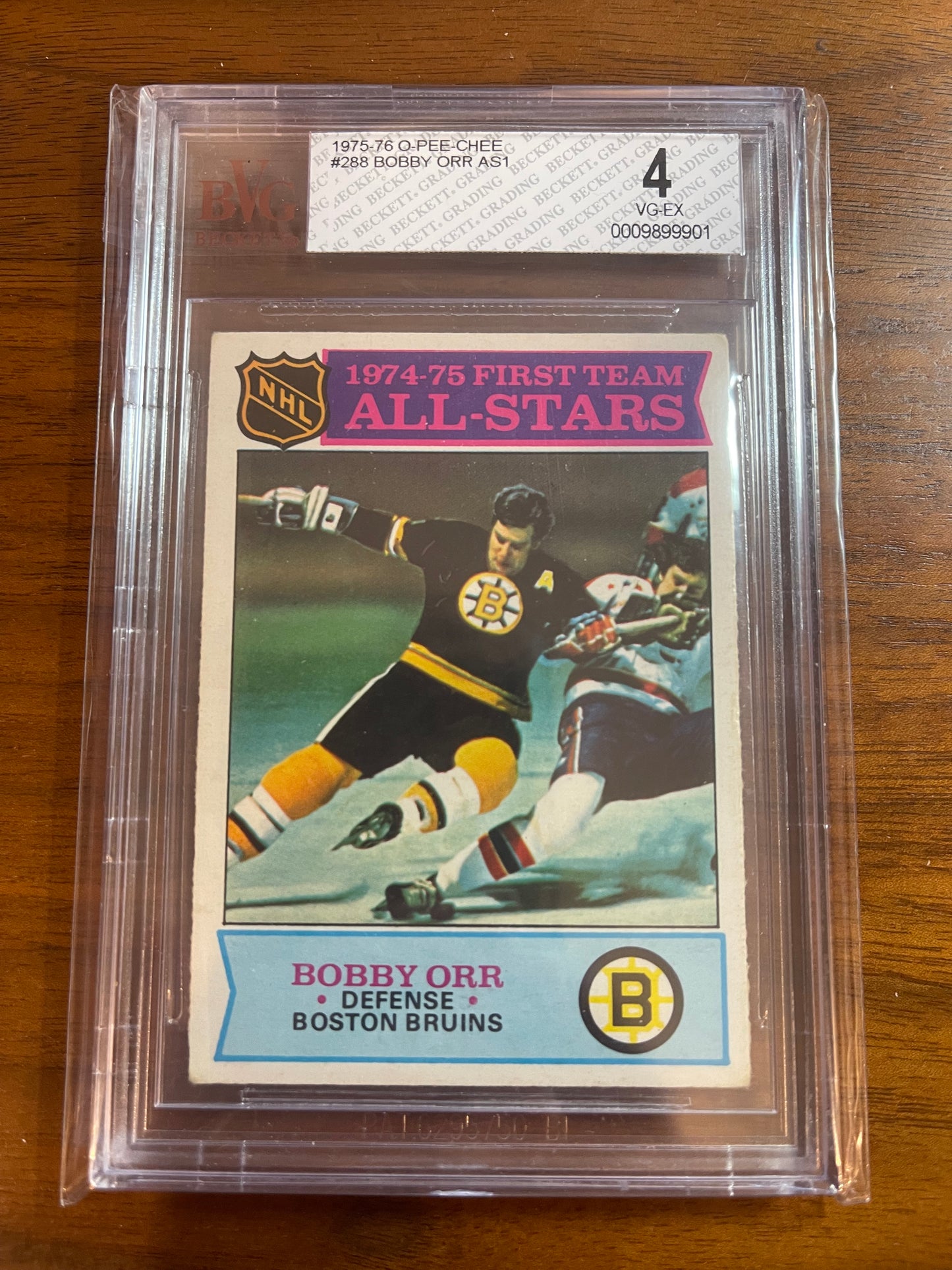 BOBBY ORR - 1975 O-Pee-Chee First Team All Stars #288, BVG 4