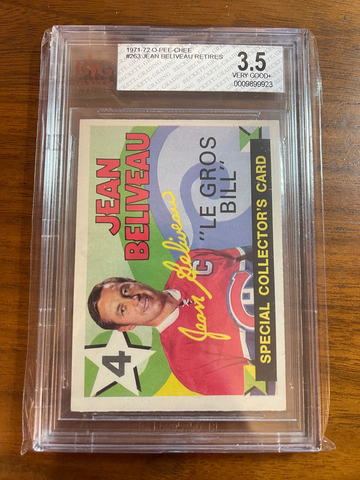JEAN BELIVEAU - 1971 O-Pee-Chee Le Gros Bill Retires #263, BVG 3.5