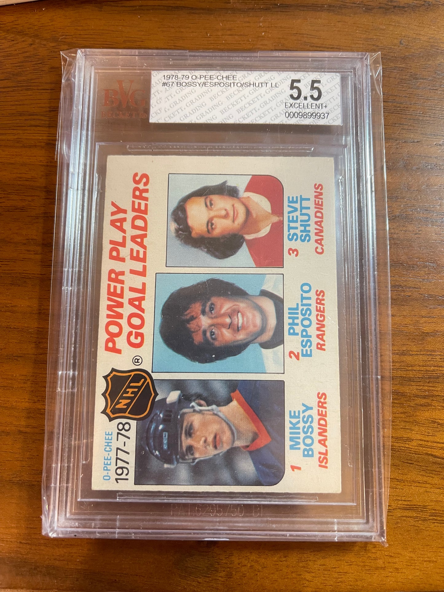 BOSSY / ESPOSITO / SHUTT - 1978 O-Pee-Chee Power Play Goal Leaders #67, BVG 5.5
