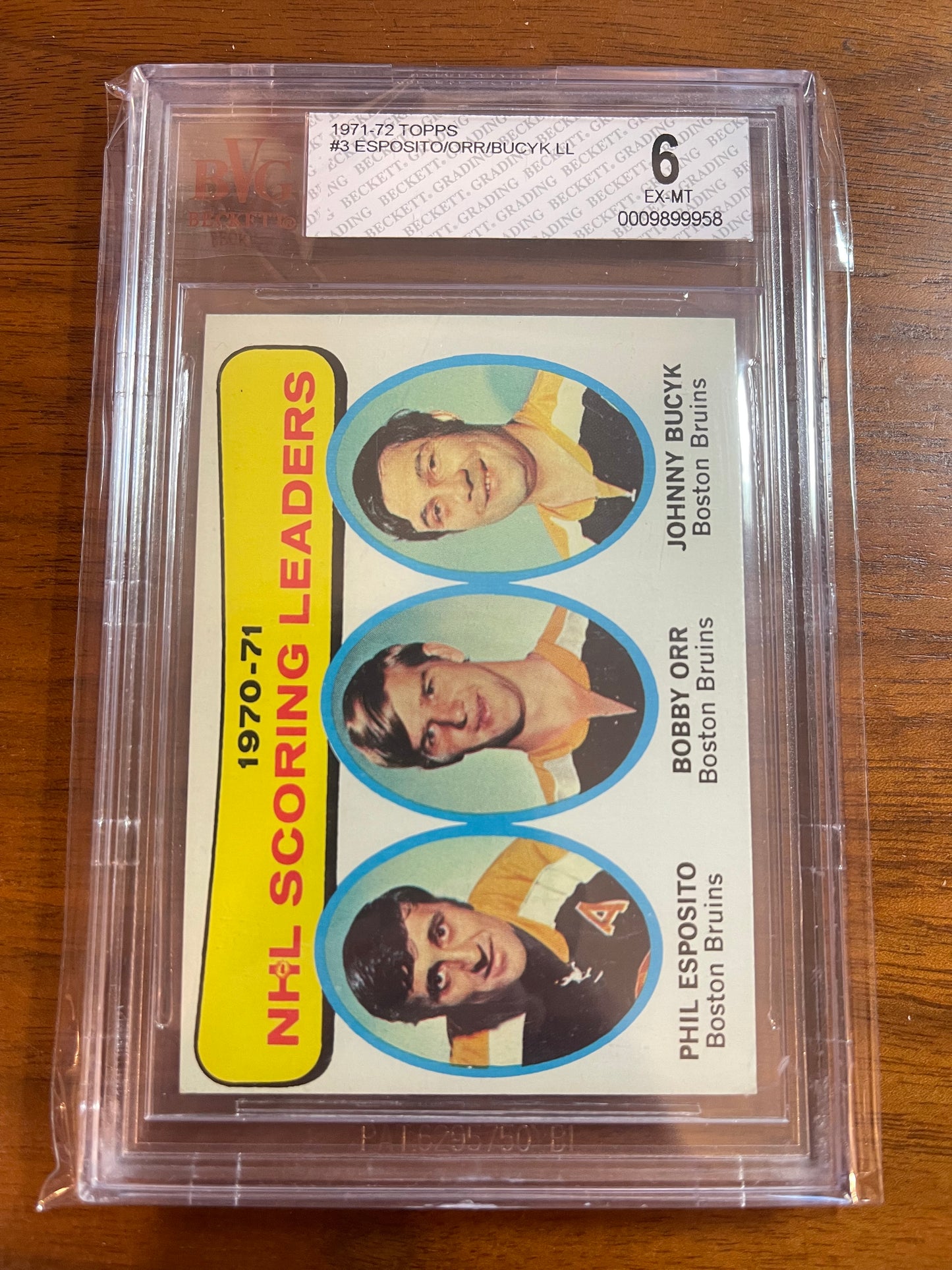 ESPOSITO / ORR / BUCYK - 1971 Topps NHL Scoring Leaders #3, BVG 6