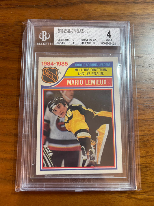 MARIO LEMIEUX - 1985 O-Pee-Chee Rookie Scoring Leaders #262, BGS 4