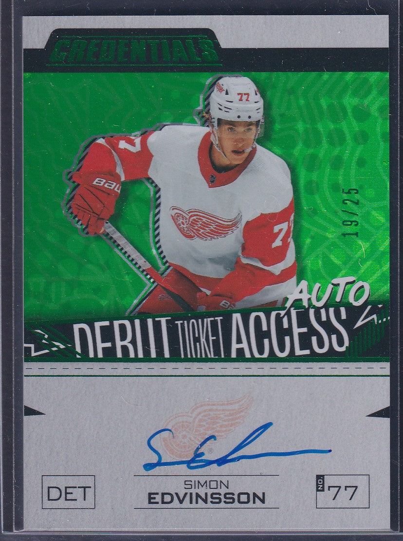 SIMON EDVINSSON - 2023 Upper Deck Debut Ticket Credentials Auto #DTAA-SE, /25