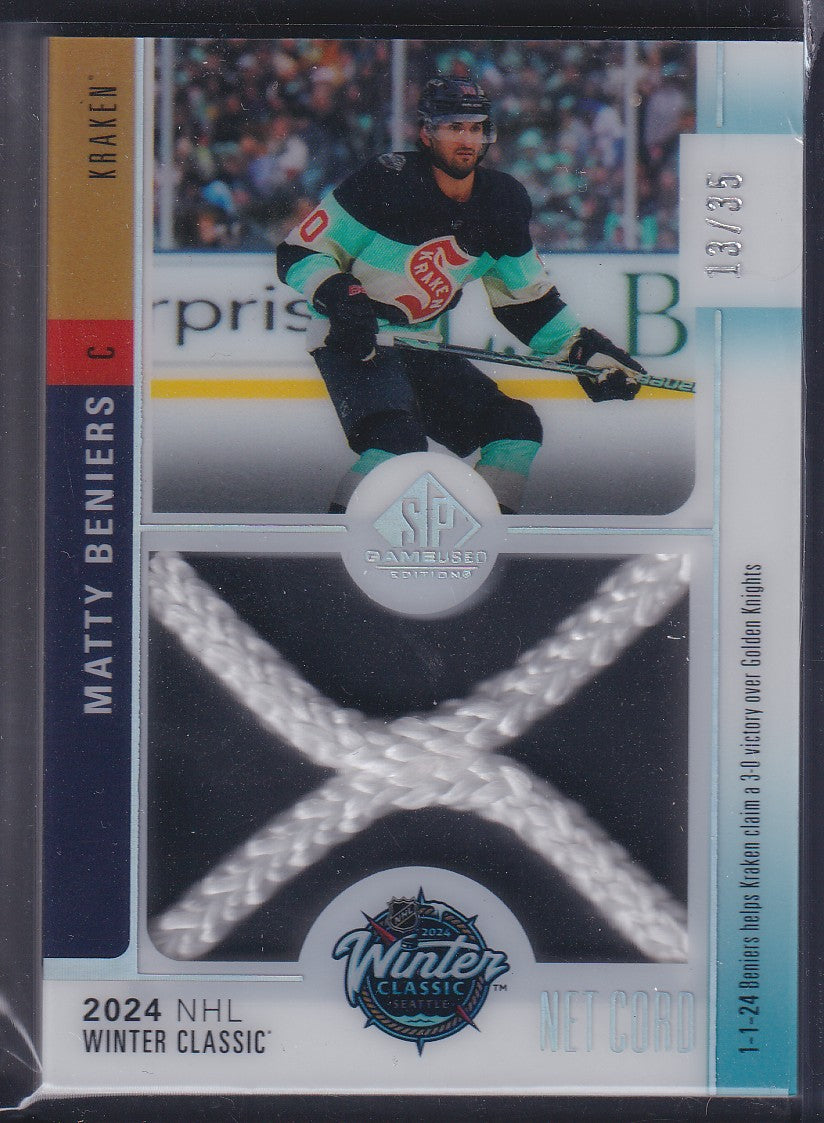 MATTY BENIERS - 2024 SP Game Used Winter Classic Net Cord #WCN-MB, /35