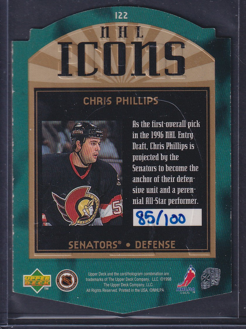 CHRIS PHILLIPS - 1997 SP Authentic NHL Icons Die Cut #122, /100