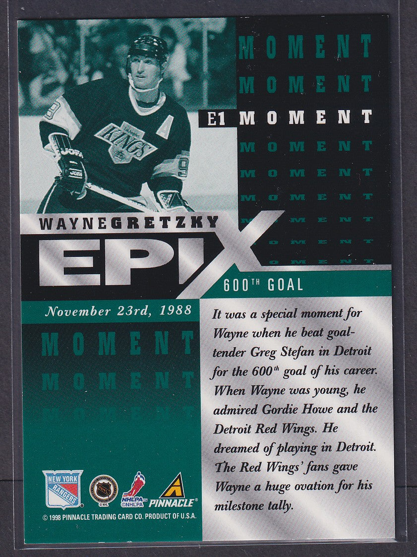 WAYNE GRETZKY - 1997 Pinnacle Epix Moment EMERALD #E1, /30