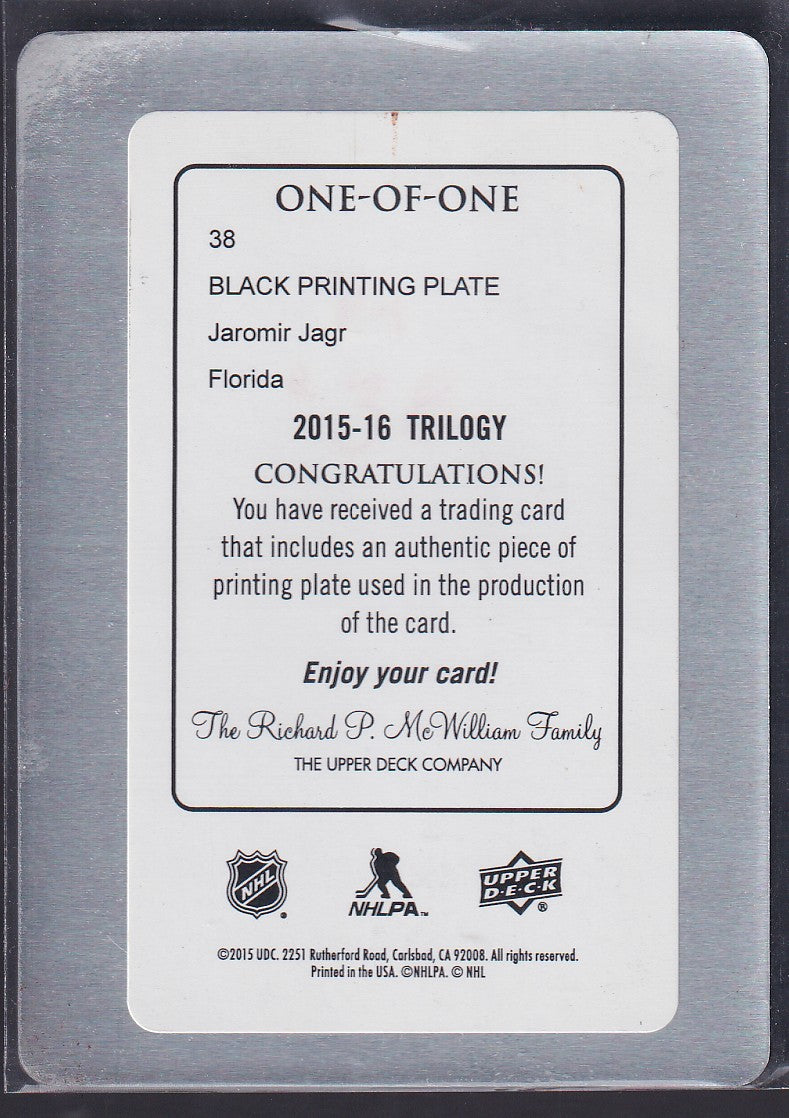 JAROMIR JAGR - 2015 Upper Deck Trilogy PRINTING PLATE #38, 1/1