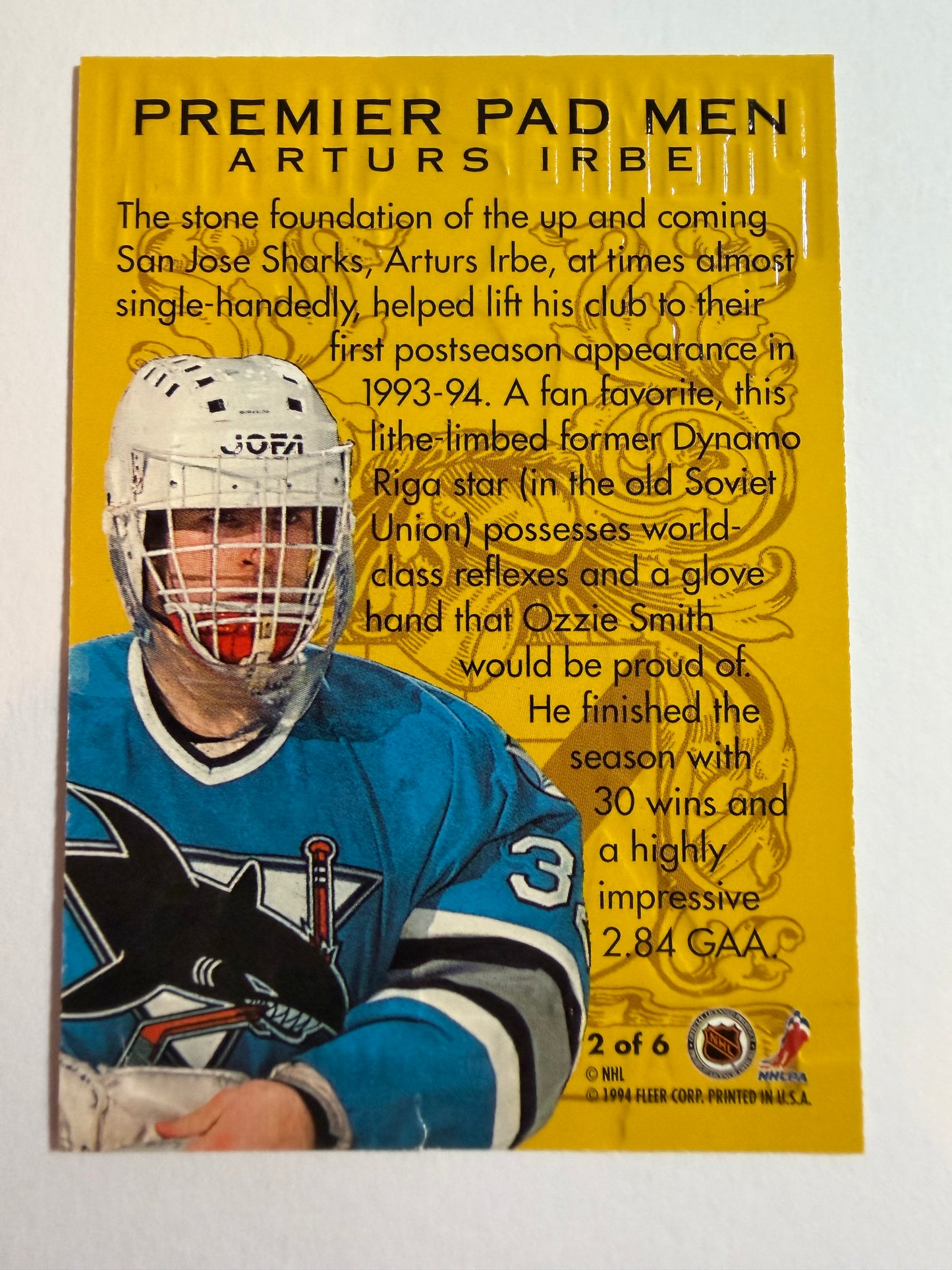 ARTURS IRBE - 1994 Fleer Ultra Premier Pad Men #2
