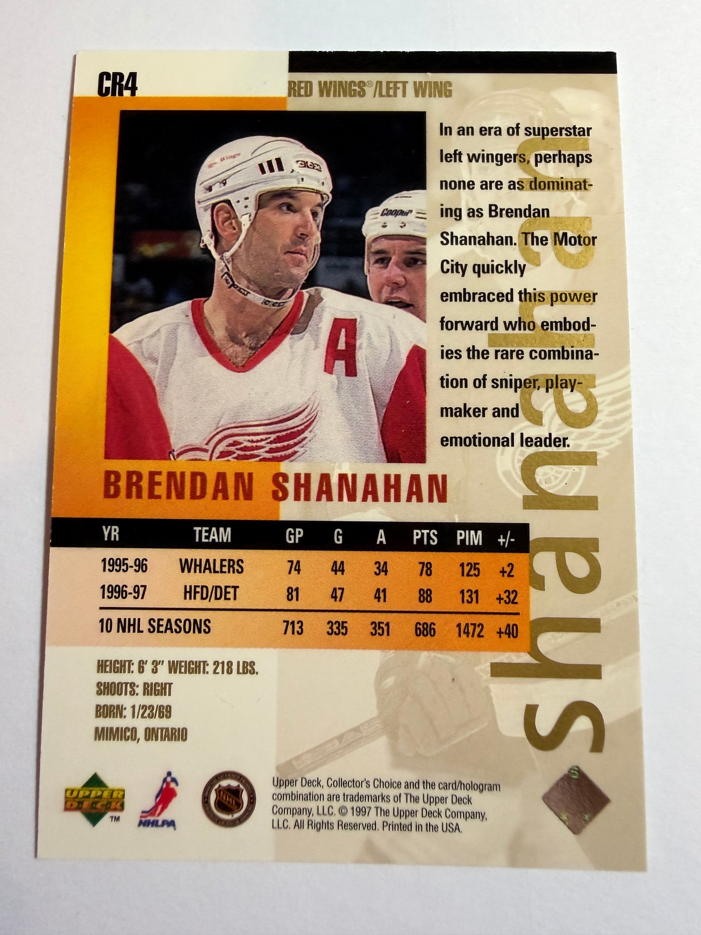 BRENDAN SHANAHAN - 1997 Collector's Choice You Crash the Game Gold #CR4