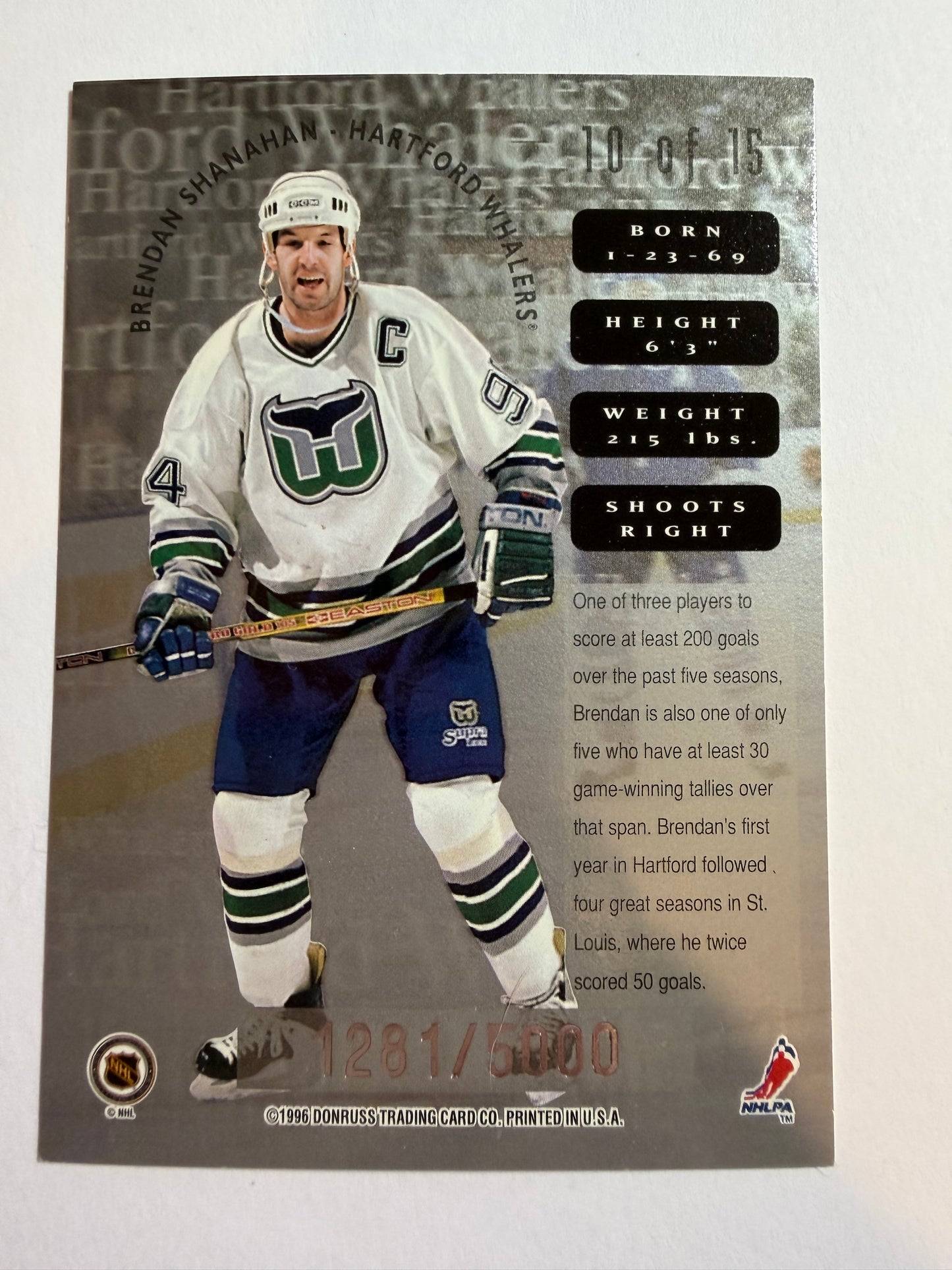 BRENDAN SHANAHAN - 1996 Donruss Leaf Sweaters #10, /5000