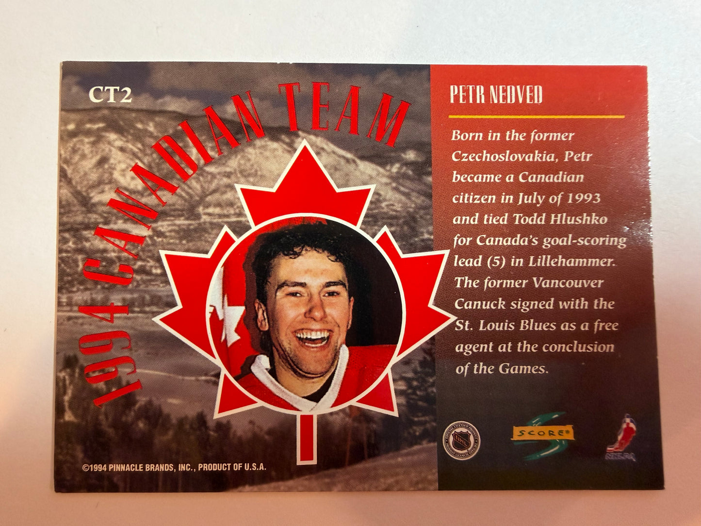 PETR NEDVED - 1994 Score Canadian Team Hologram #CT2