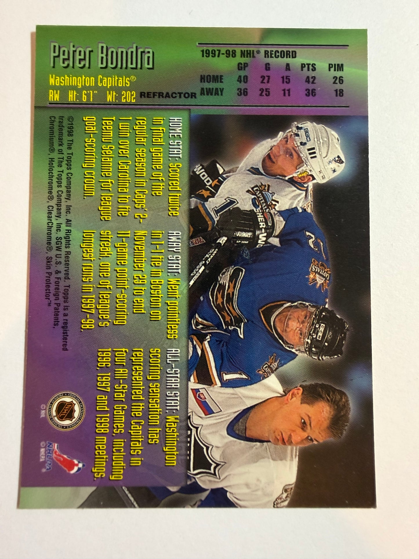 PETER BONDRA - 1998 Topps Mystery Finest Refractor #M14