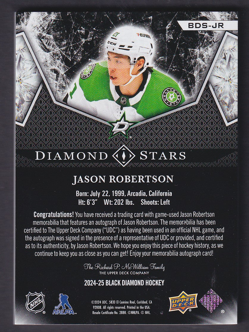JASON ROBERTSON - 2024 UD Black Diamond Stars Auto Patch #BDS-JR, /10