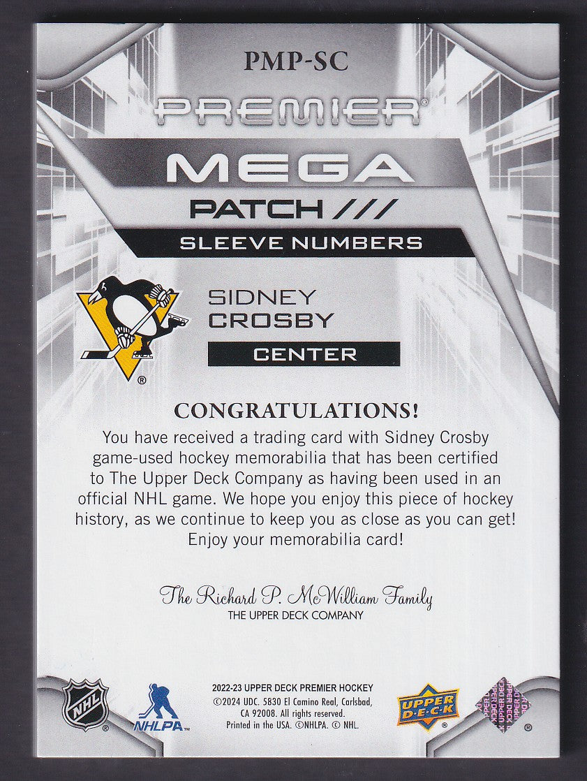 SIDNEY CROSBY - 2022 Upper Deck Premier Mega Patch #PMP-SC, /8
