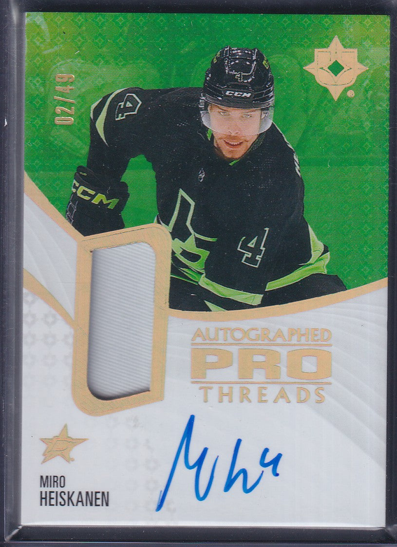MIRO HEISKANEN - 2023 Upper Deck Ultimate Autographed Pro Threads #PT-MH, /49