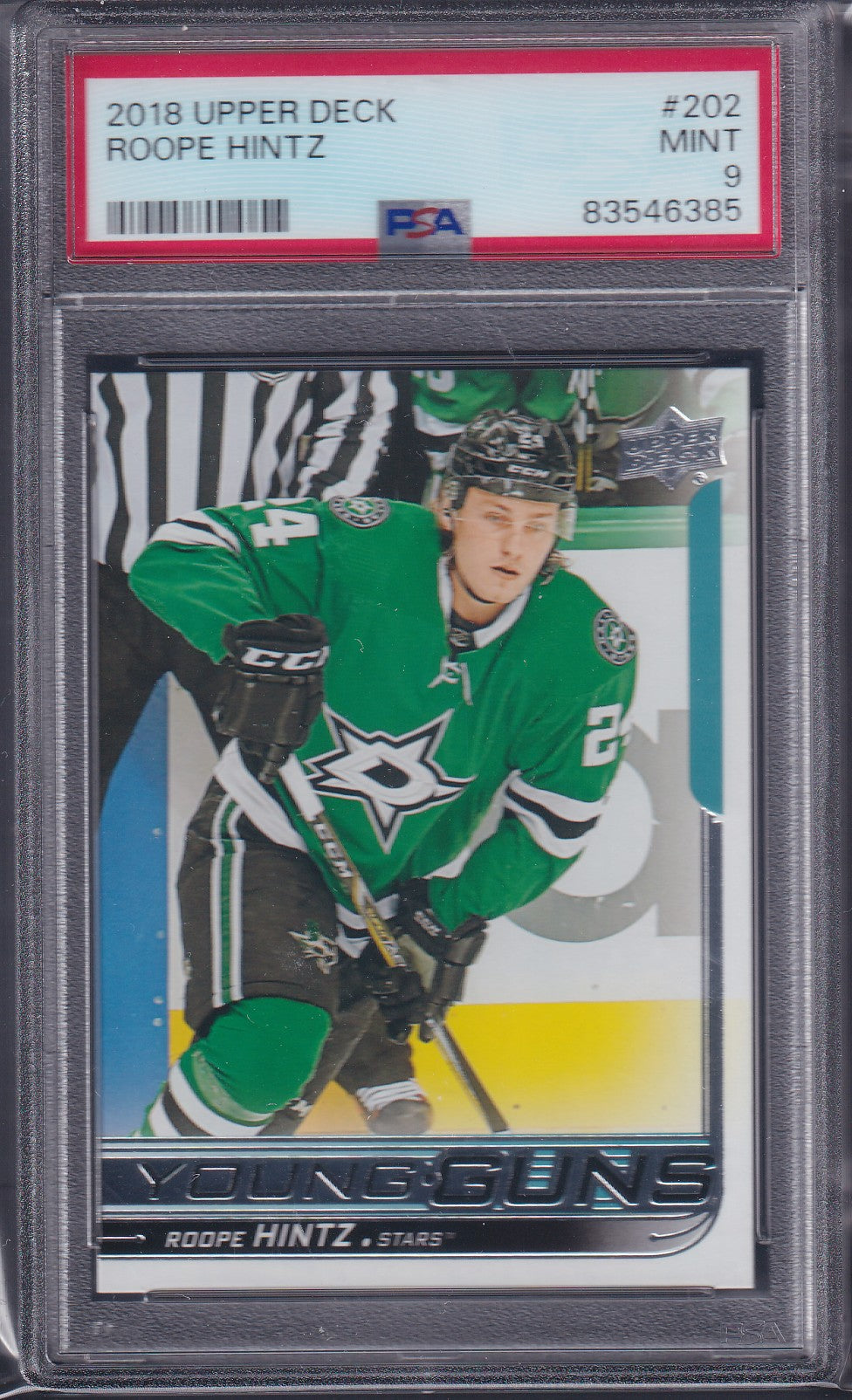 ROOPE HINTZ - 2018 Upper Deck Young Guns #202, PSA 9