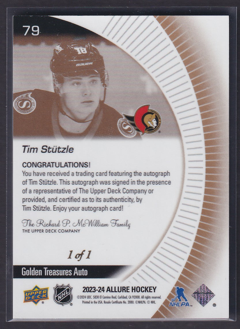 TIM STUTZLE - 2023 Upper Deck Allure GOLDEN TREASURES AUTO #79, 1/1