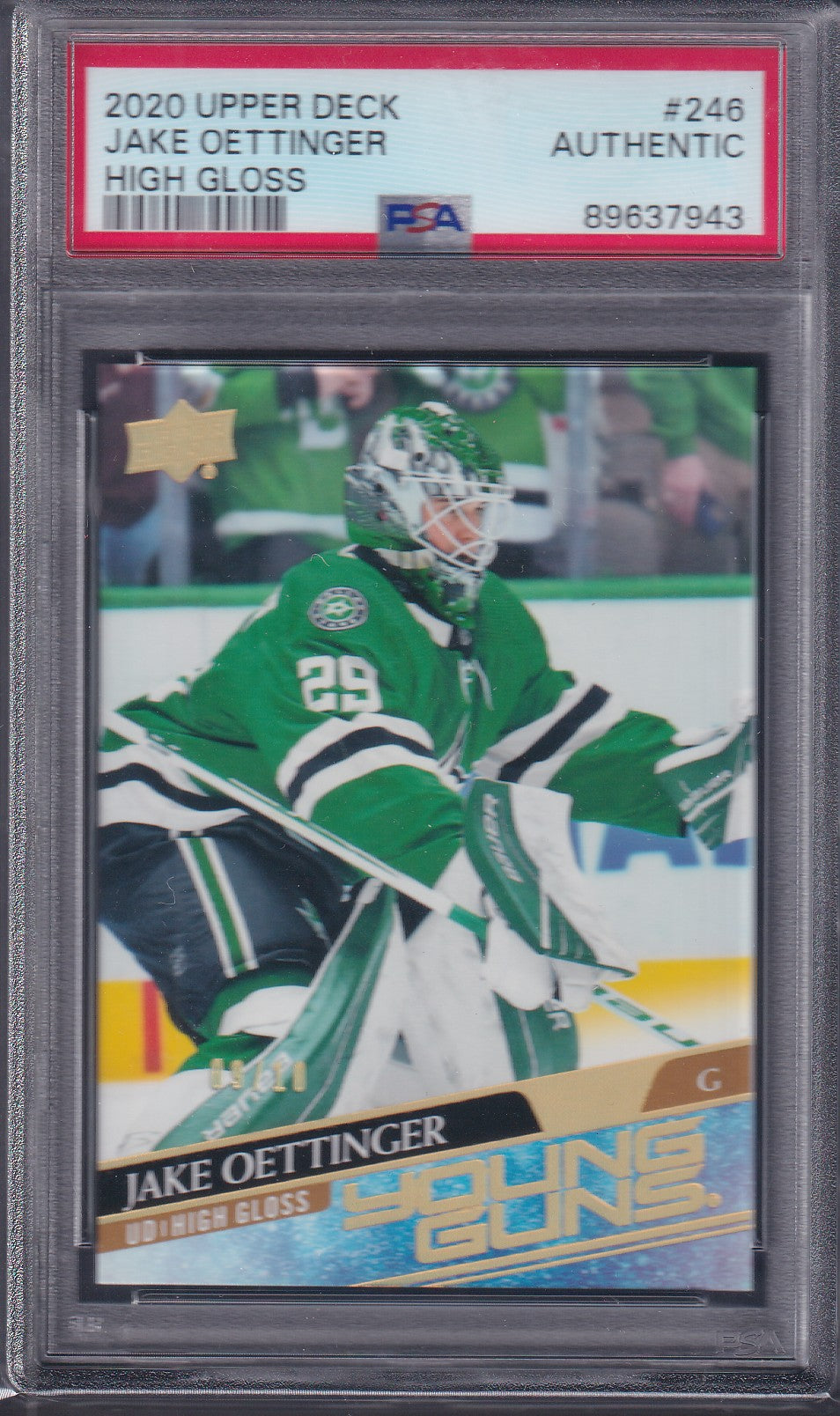 JAKE OETTINGER - 2020 Upper Deck Young Guns HIGH GLOSS #246, /10, PSA Authentic