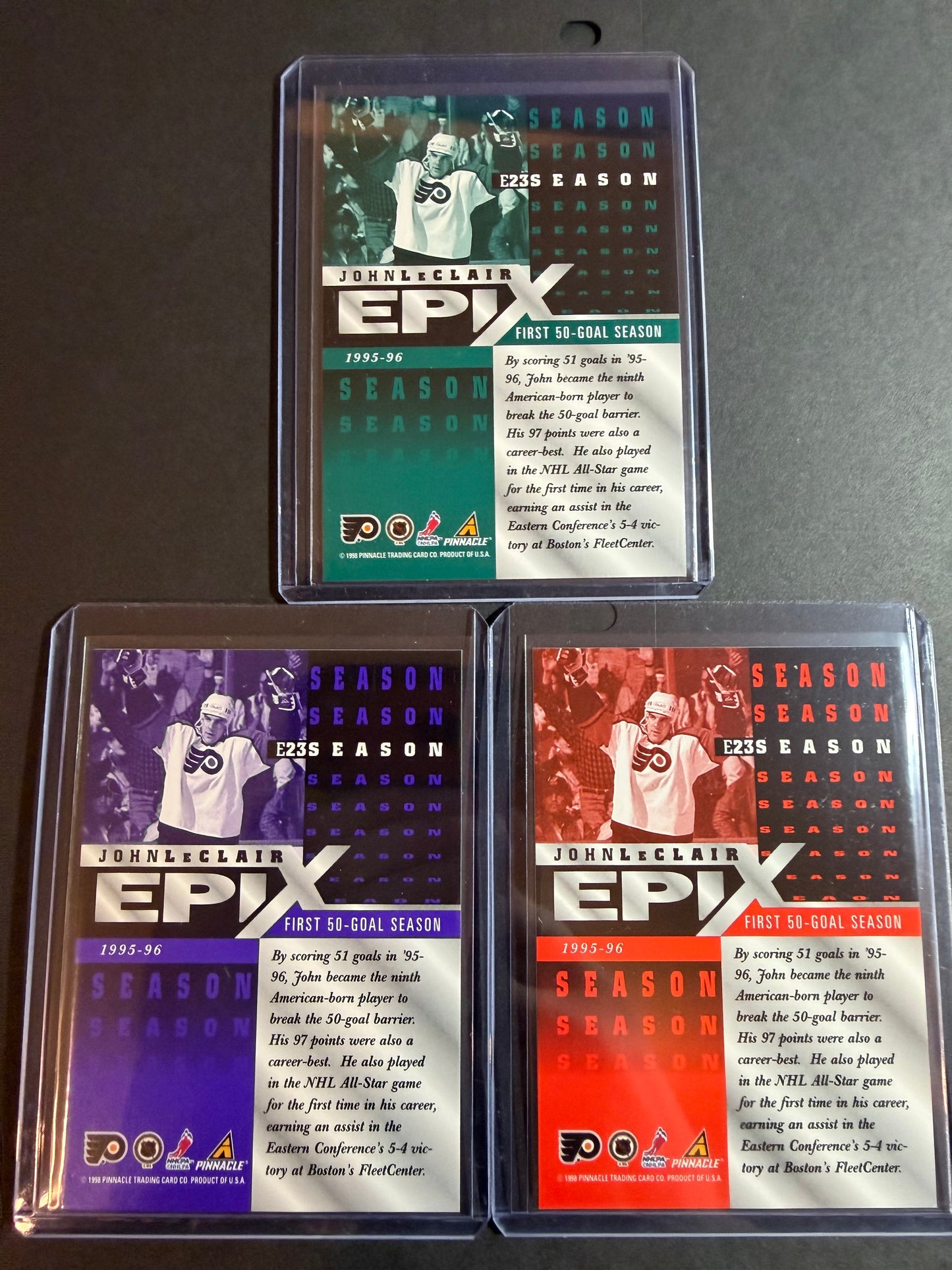 JOHN LECLAIR - 1997 Pinnacle Epix COMPLETE SET, w/ Moment, Season, Game, Play
