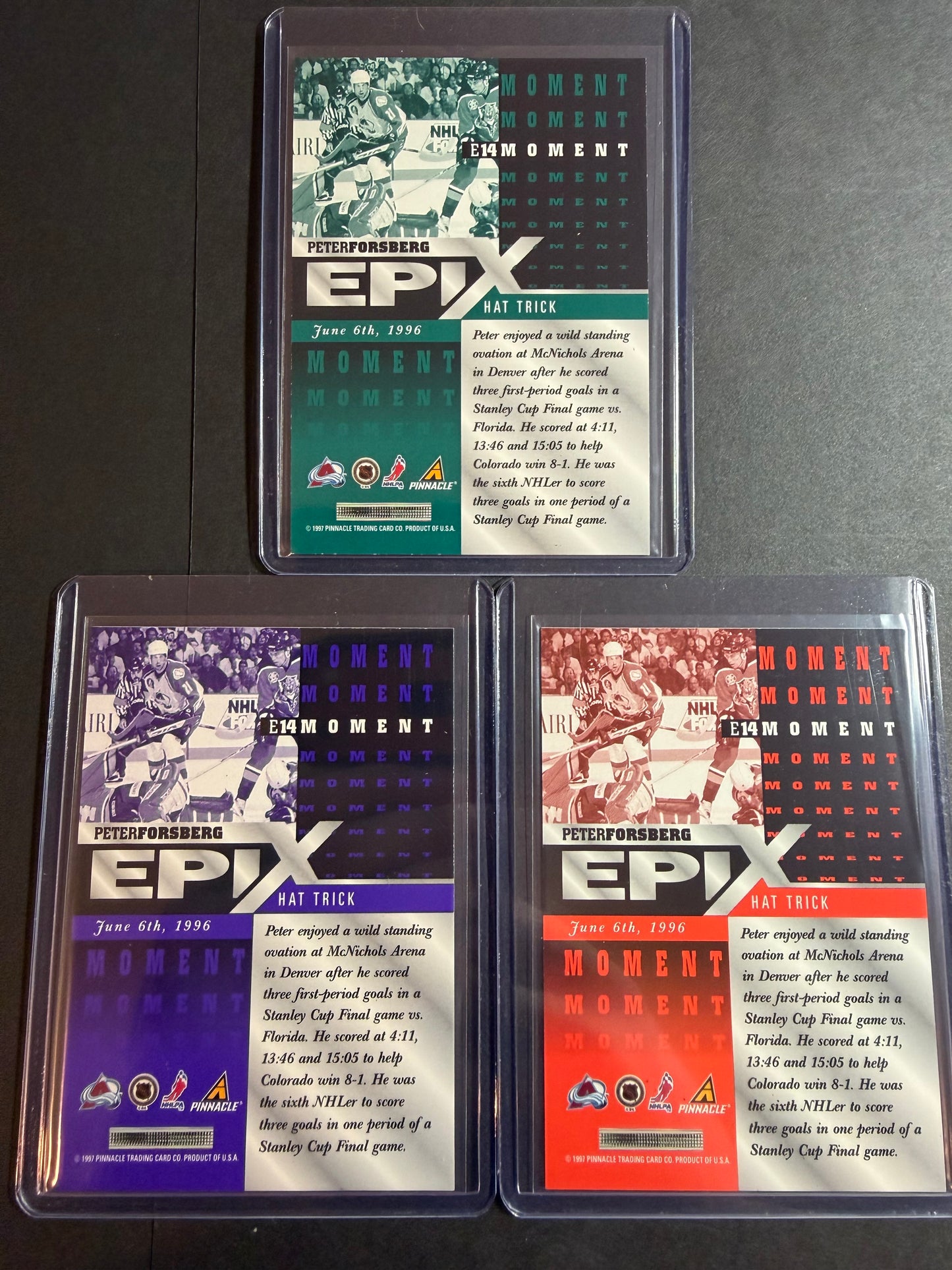 PETER FORSBERG - 1997 Pinnacle Epix COMPLETE SET, w/ Moment, Season, Game, Play