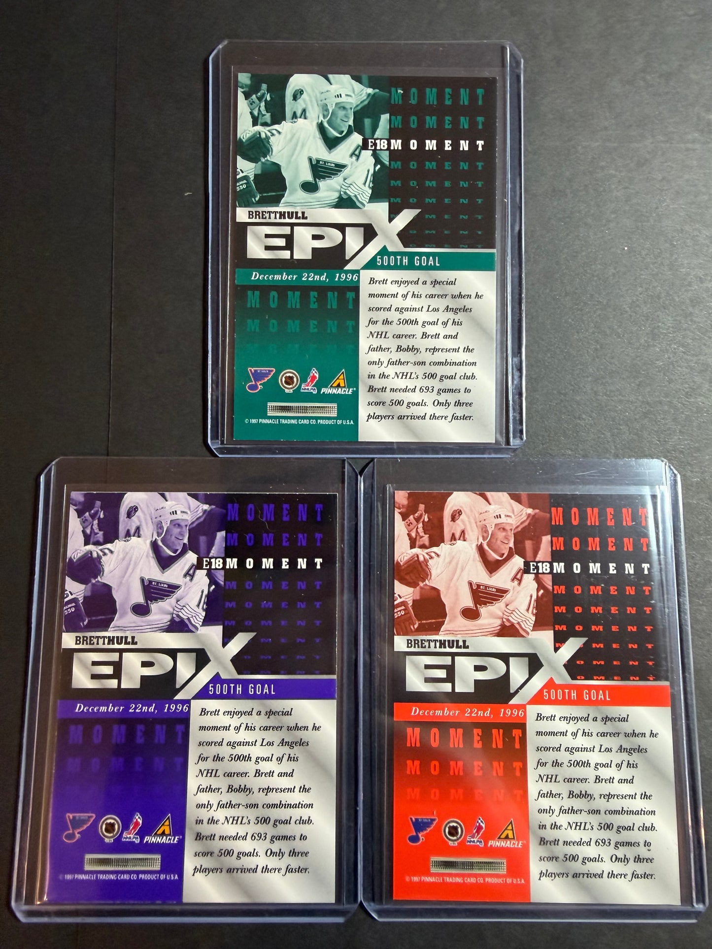 BRETT HULL - 1997 Pinnacle Epix COMPLETE SET, w/ Moment, Season, Game, Play