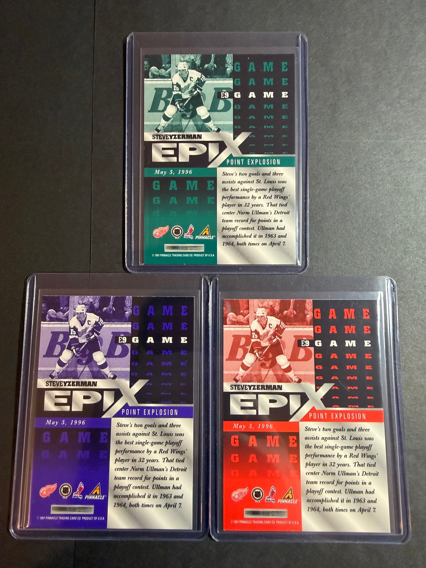 STEVE YZERMAN - 1997 Pinnacle Epix COMPLETE SET, w/ Moment, Season, Game, Play