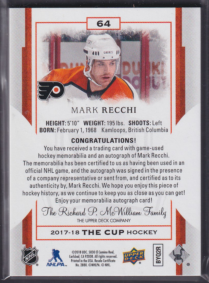 MARK RECCHI - 2017 The Cup Auto Patch #64, /4