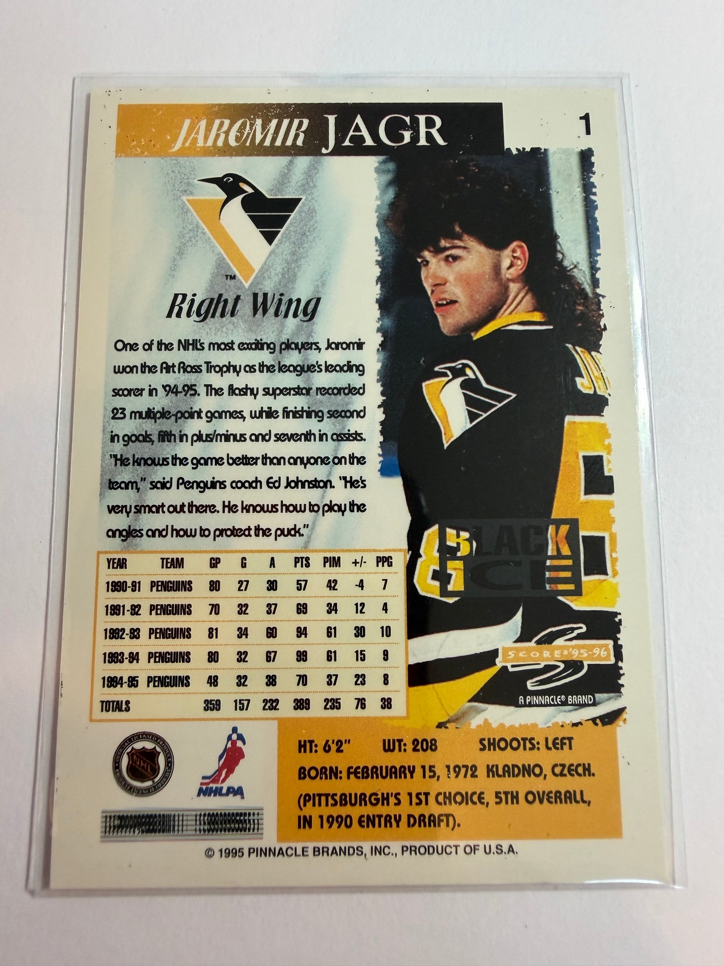 JAROMIR JAGR - 1996 Pinnacle Score Black Ice Artist's Proof #1