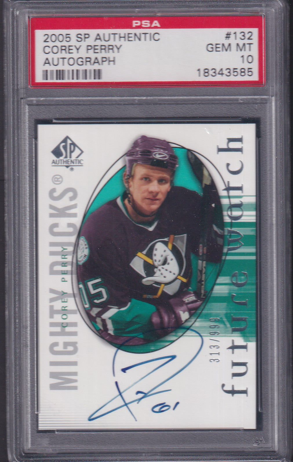 COREY PERRY - 2005 SP Authentic Future Watch Auto #132, /999, PSA 10
