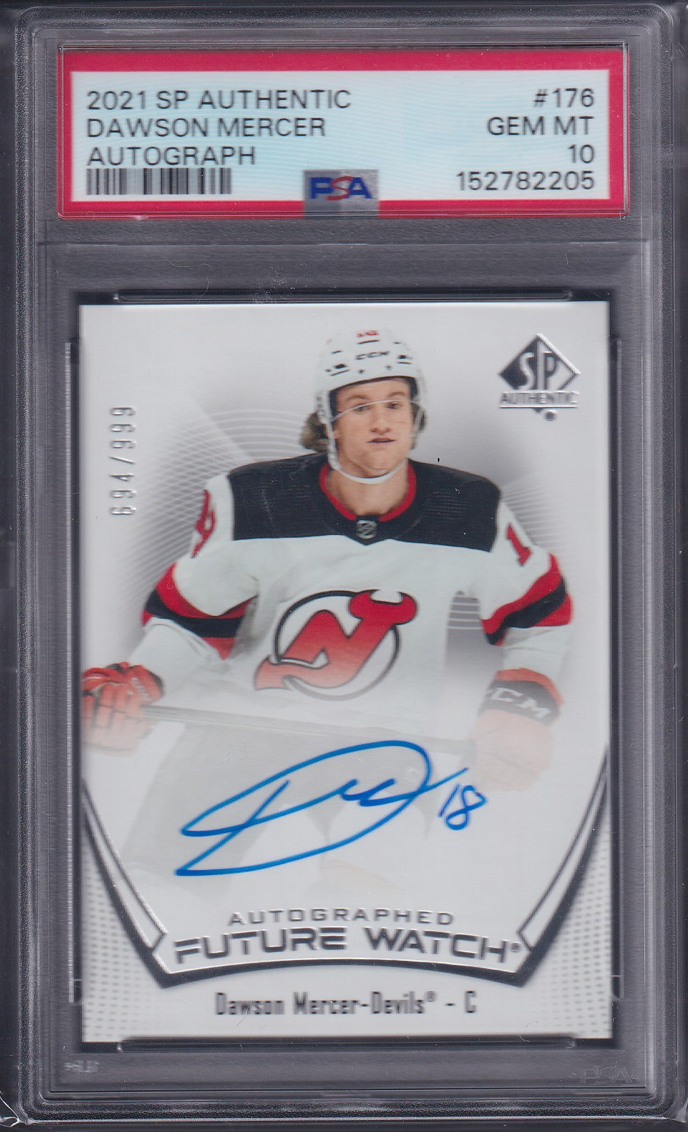 DAWSON MERCER - 2021 SP Authentic Future Watch Auto #176, /999, PSA 10