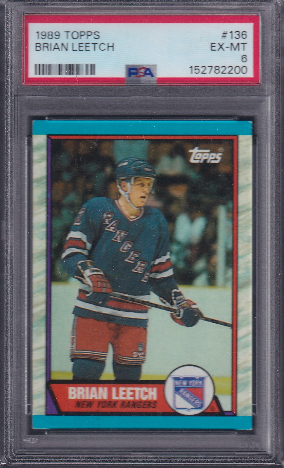 BRIAN LEETCH - 1989 Topps Rookie #136, PSA 6