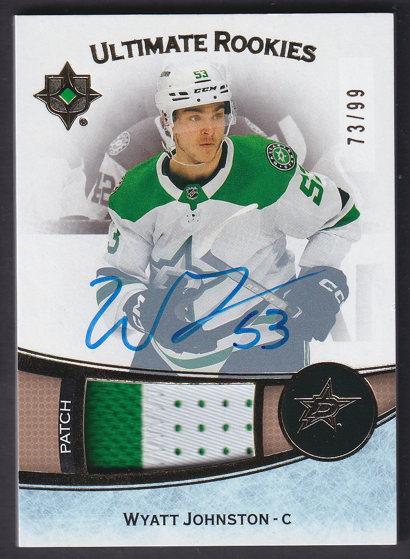 WYATT JOHNSTON - 2022 UD Ultimate Rookies Auto Patch #185, /99