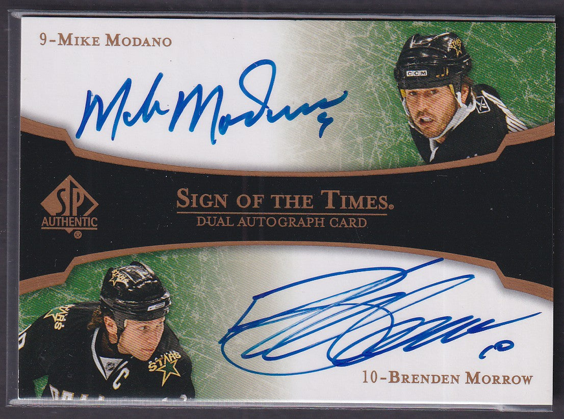 MIKE MODANO / BRENDEN MORROW - 2007 SP Auth Sign of the Times Dual Auto #ST2-MM